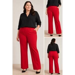 Talbots Women’s Red Dress Pants Size 18 Tailored Career Wide Leg Trousers